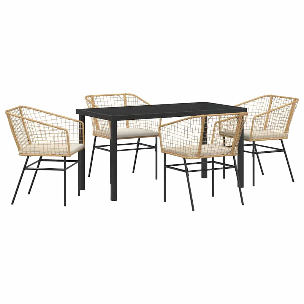 Have Spisebordssæt 5 pcs Brun polyrattan