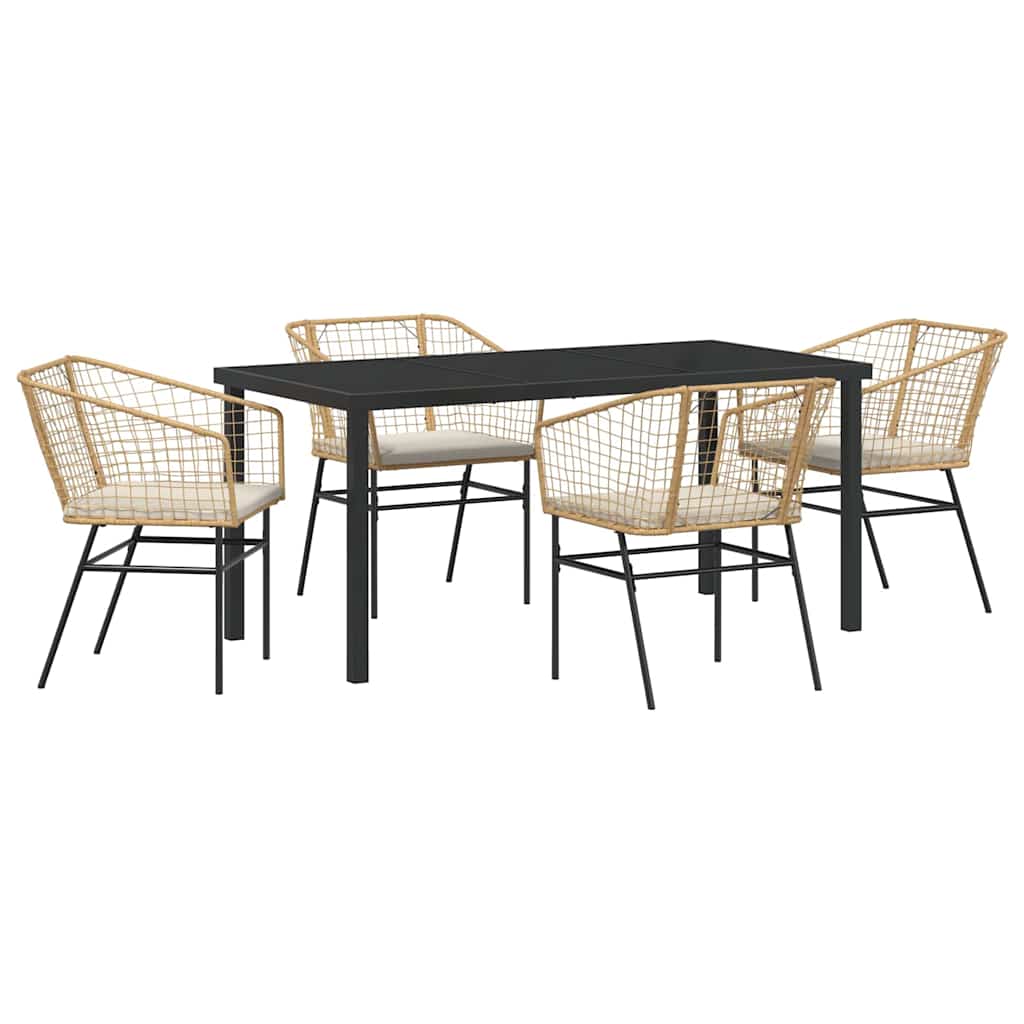 Have Spisebordssæt 5 pcs Brun polyrattan