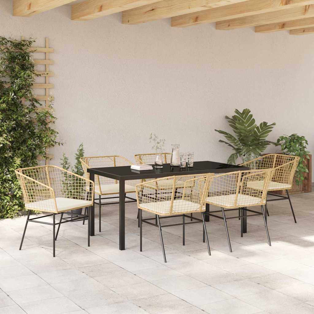 Have Spisebordssæt 7 pcs Brun polyrattan