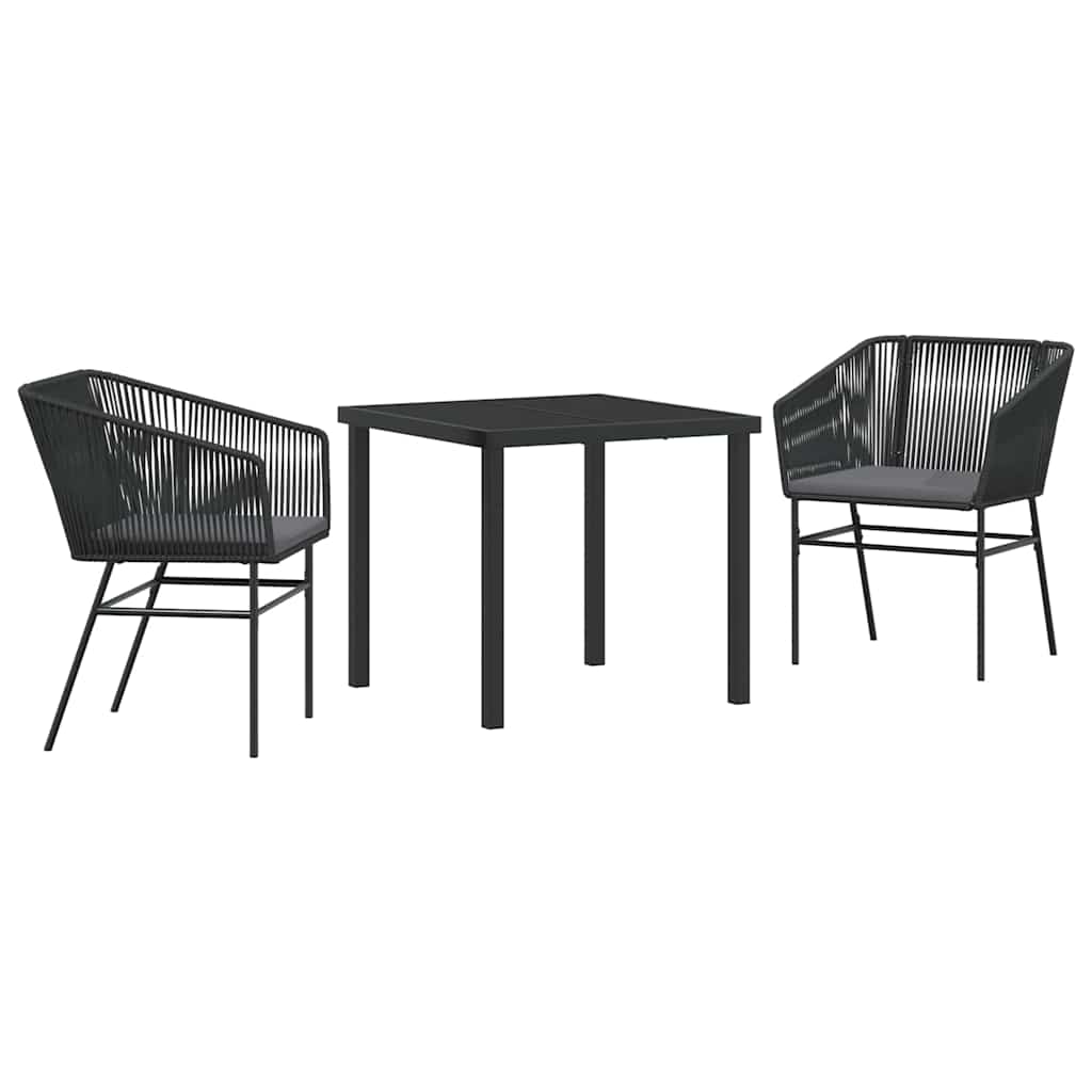Have Spisebordssæt 3 pcs Sort Poly rattan