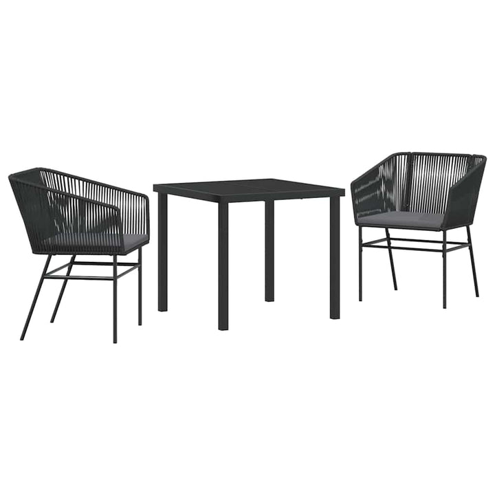 Have Spisebordssæt 3 pcs Sort Poly rattan