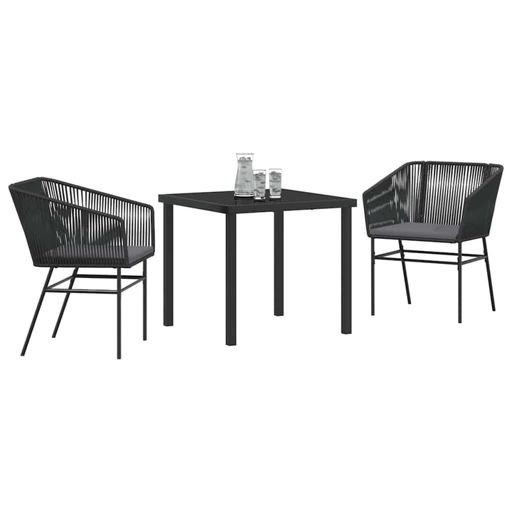 Have Spisebordssæt 3 pcs Sort Poly rattan