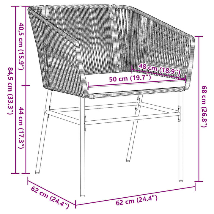 Have Spisebordssæt 3 pcs Sort Poly rattan