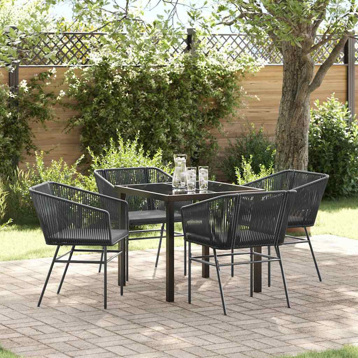 Have Spisebordssæt 5 pcs Sort Poly rattan