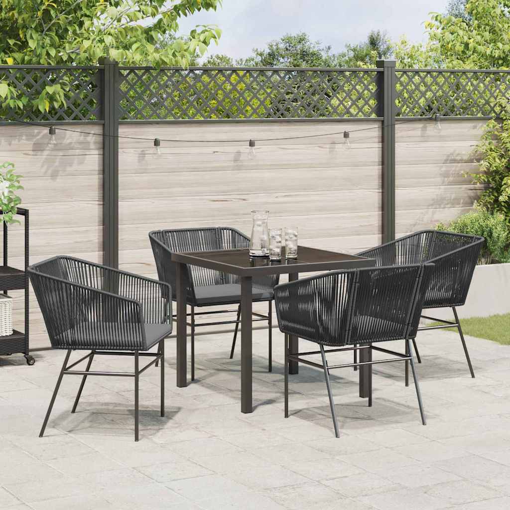 Have Spisebordssæt 5 pcs Sort Poly rattan