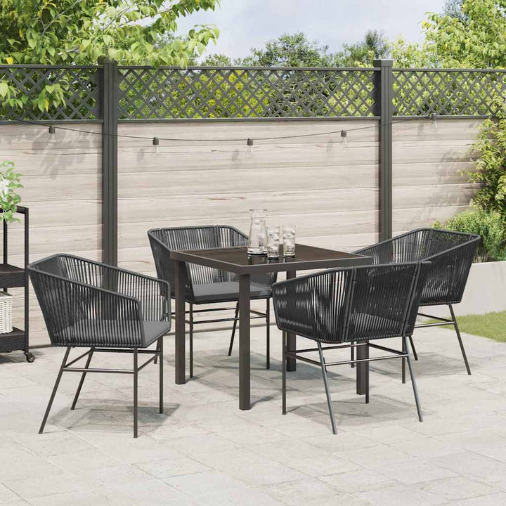 Have Spisebordssæt 5 pcs Sort Poly rattan