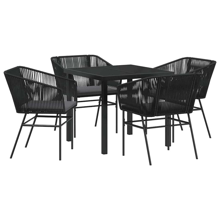 Have Spisebordssæt 5 pcs Sort Poly rattan