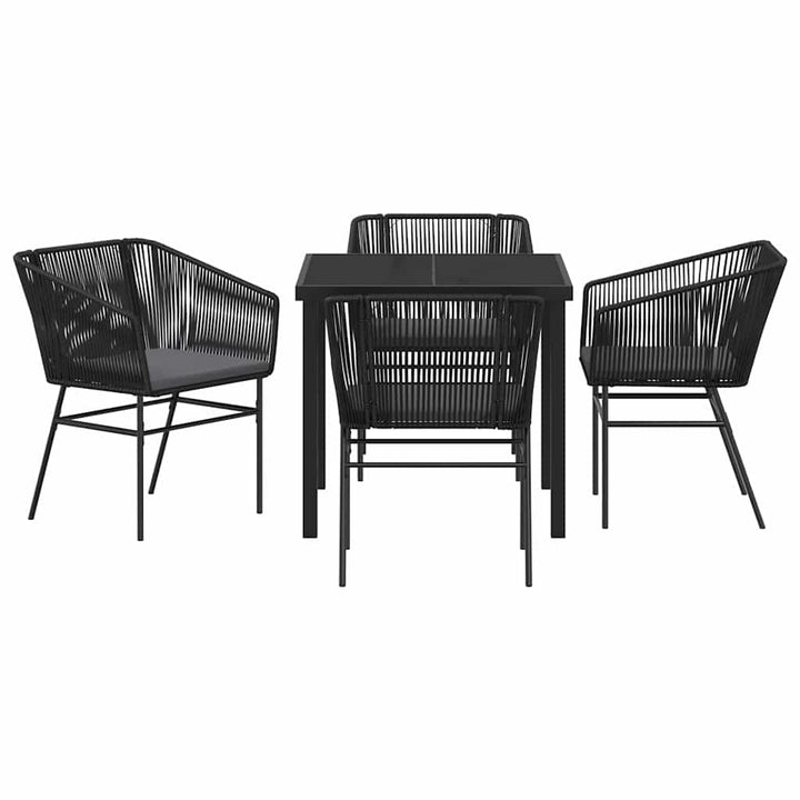 Have Spisebordssæt 5 pcs Sort Poly rattan