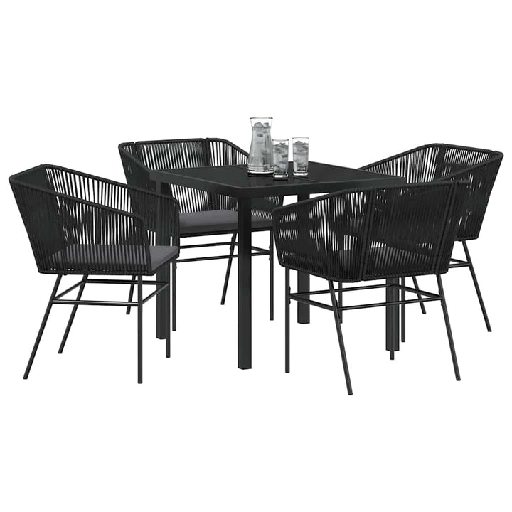 Have Spisebordssæt 5 pcs Sort Poly rattan