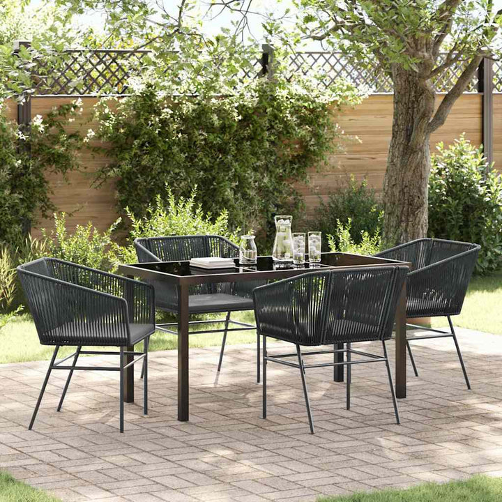 Have Spisebordssæt 5 pcs Sort Poly rattan