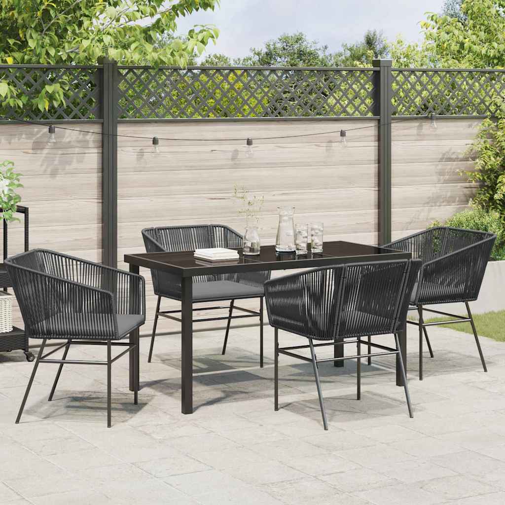 Have Spisebordssæt 5 pcs Sort Poly rattan