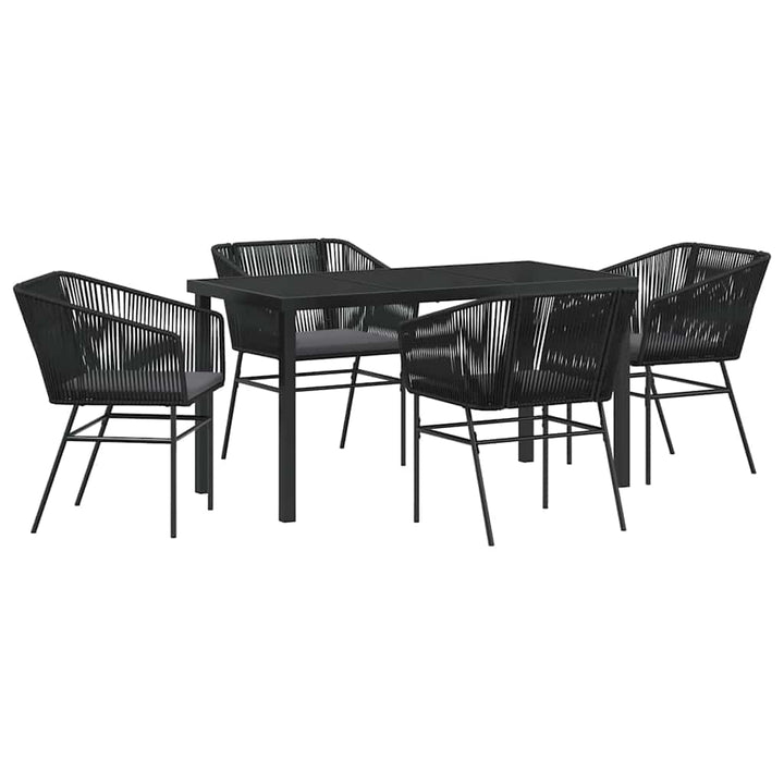 Have Spisebordssæt 5 pcs Sort Poly rattan