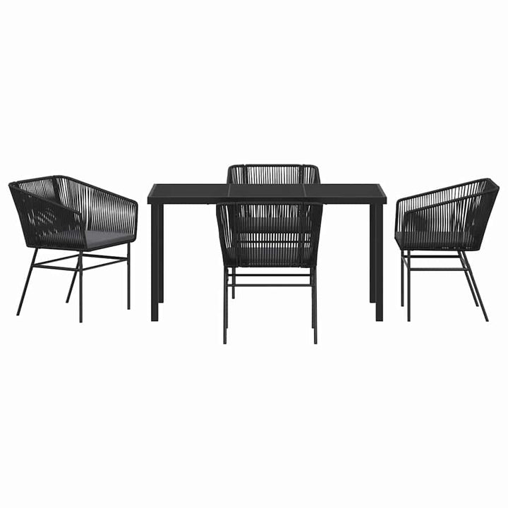 Have Spisebordssæt 5 pcs Sort Poly rattan