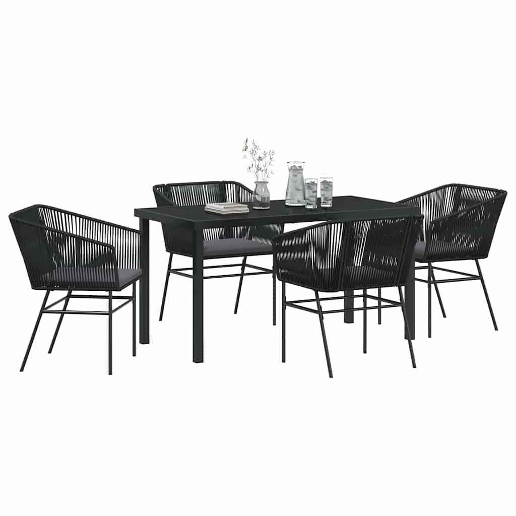 Have Spisebordssæt 5 pcs Sort Poly rattan