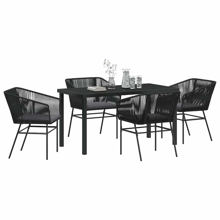 Have Spisebordssæt 5 pcs Sort Poly rattan