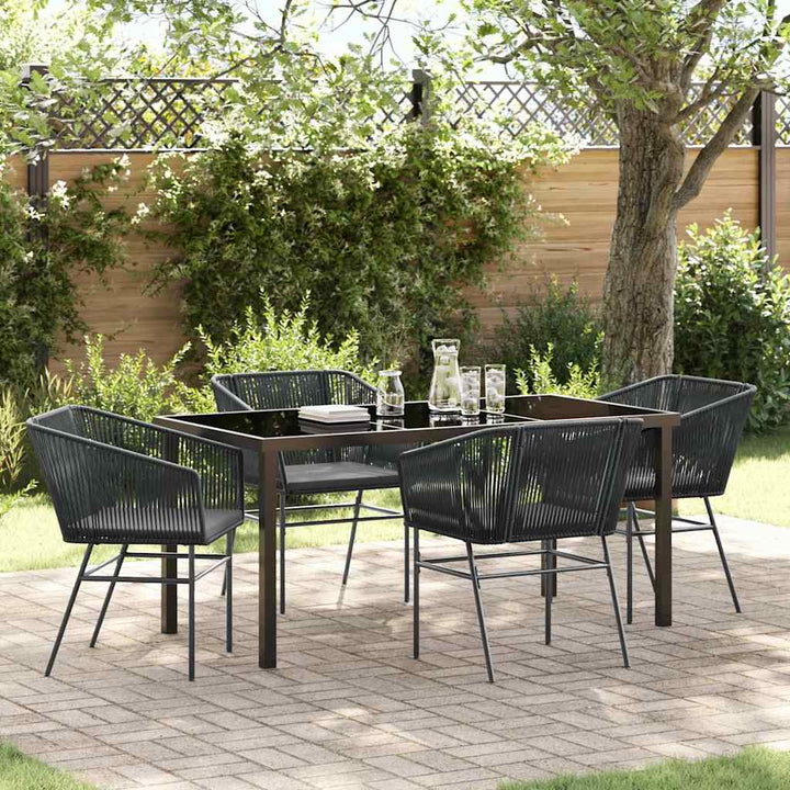 Have Spisebordssæt 5 pcs Sort Poly rattan
