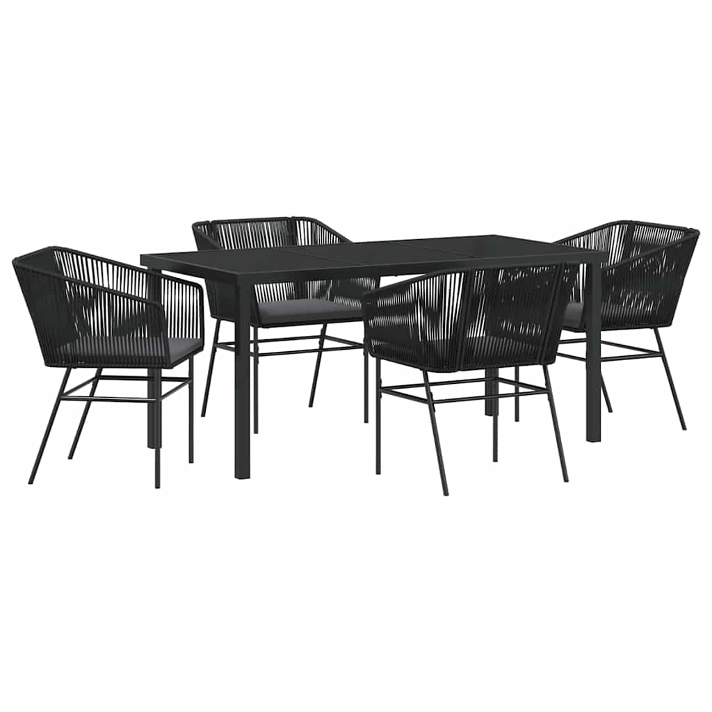 Have Spisebordssæt 5 pcs Sort Poly rattan