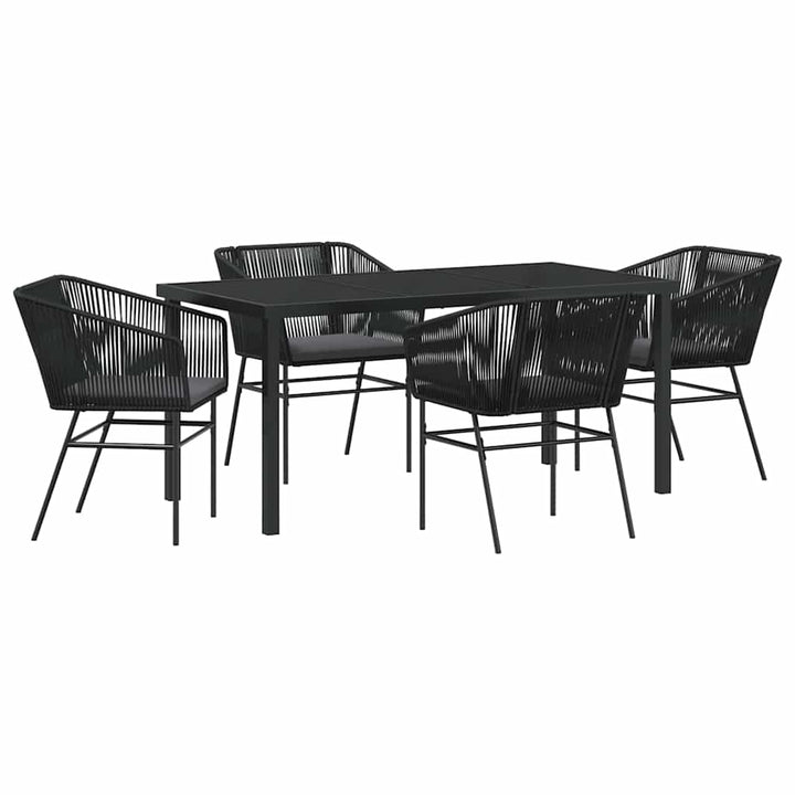 Have Spisebordssæt 5 pcs Sort Poly rattan