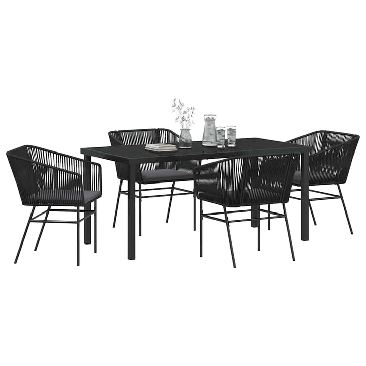 Have Spisebordssæt 5 pcs Sort Poly rattan