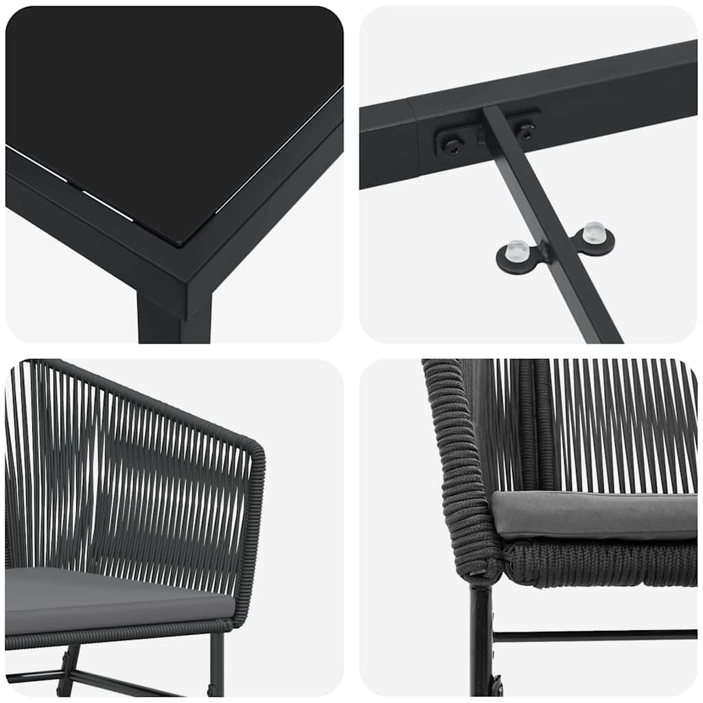 Have Spisebordssæt 7 pcs Sort Poly rattan