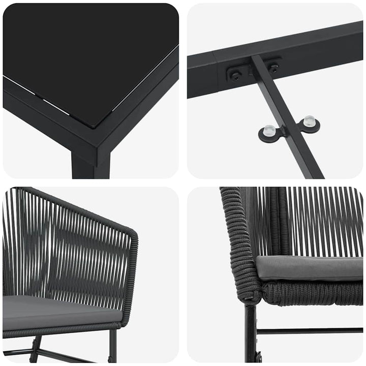 Have Spisebordssæt 7 pcs Sort Poly rattan