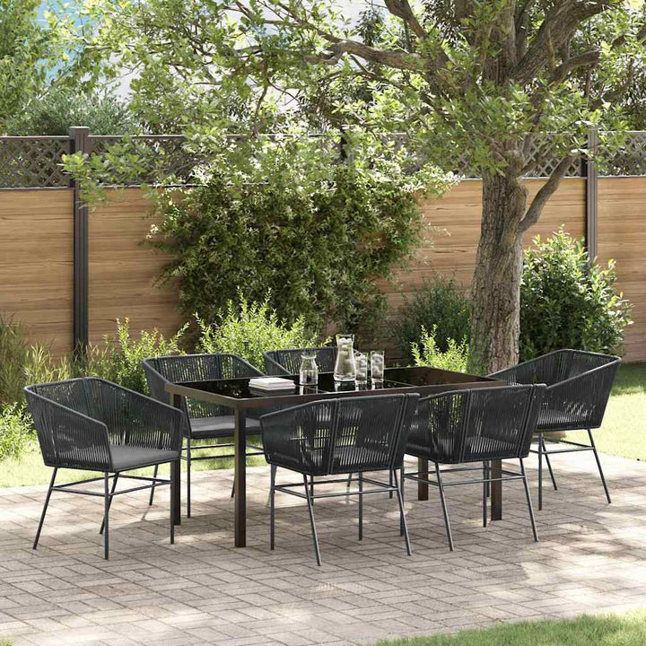 Have Spisebordssæt 7 pcs Sort Poly rattan