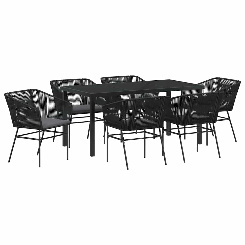 Have Spisebordssæt 7 pcs Sort Poly rattan