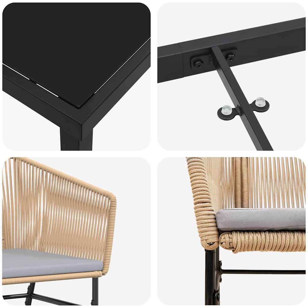 Have Spisebordssæt 3 pcs Brun Poly rattan