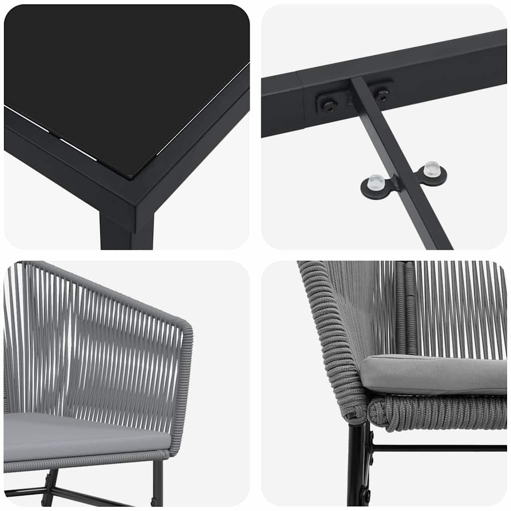 Have Spisebordssæt 3 pcs Grå Poly rattan