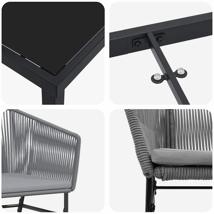 Have Spisebordssæt 3 pcs Grå Poly rattan