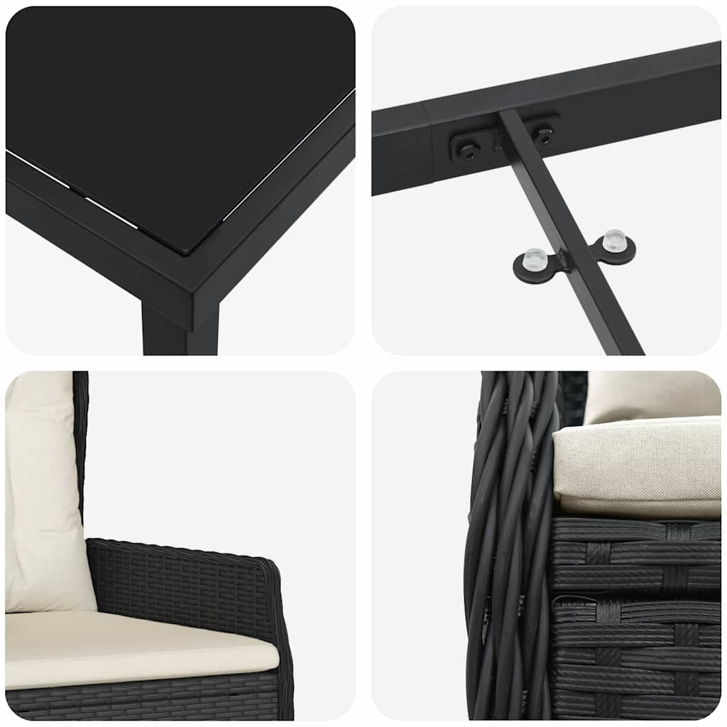 Have Spisebordssæt 3 pcs Sort polyrattan