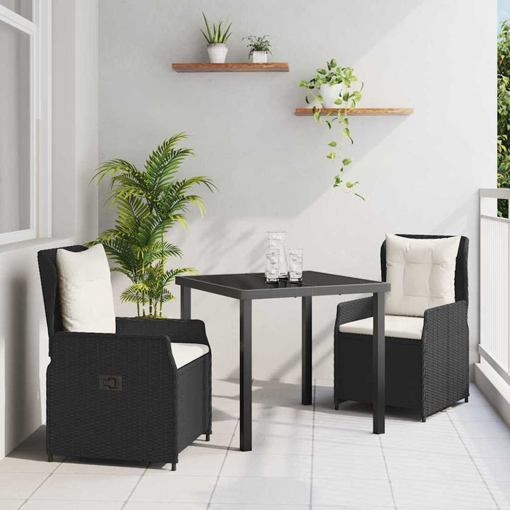 Have Spisebordssæt 3 pcs Sort polyrattan
