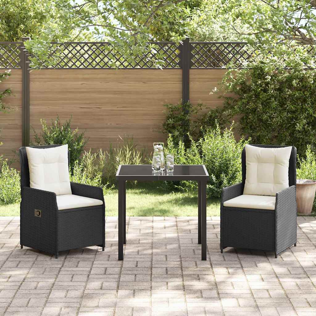 Have Spisebordssæt 3 pcs Sort polyrattan