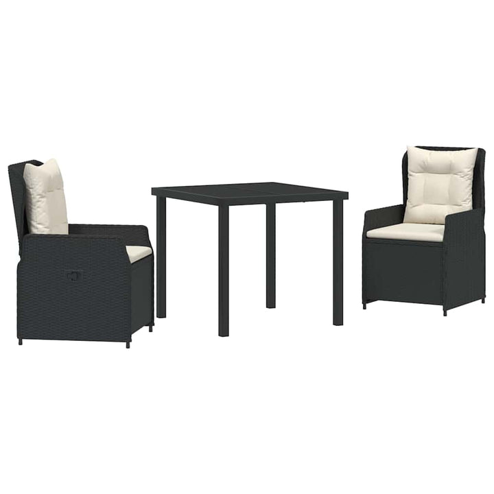 Have Spisebordssæt 3 pcs Sort polyrattan