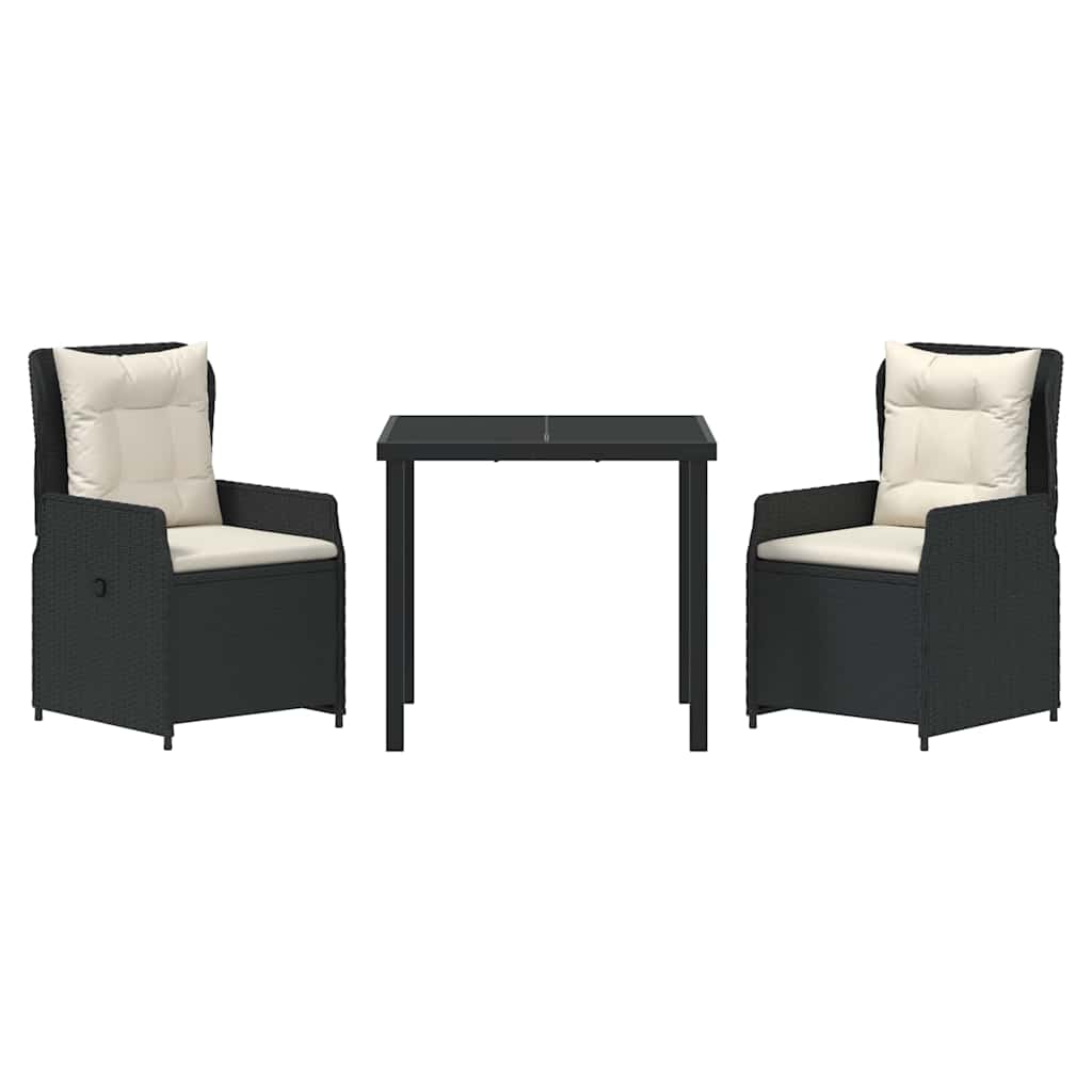 Have Spisebordssæt 3 pcs Sort polyrattan