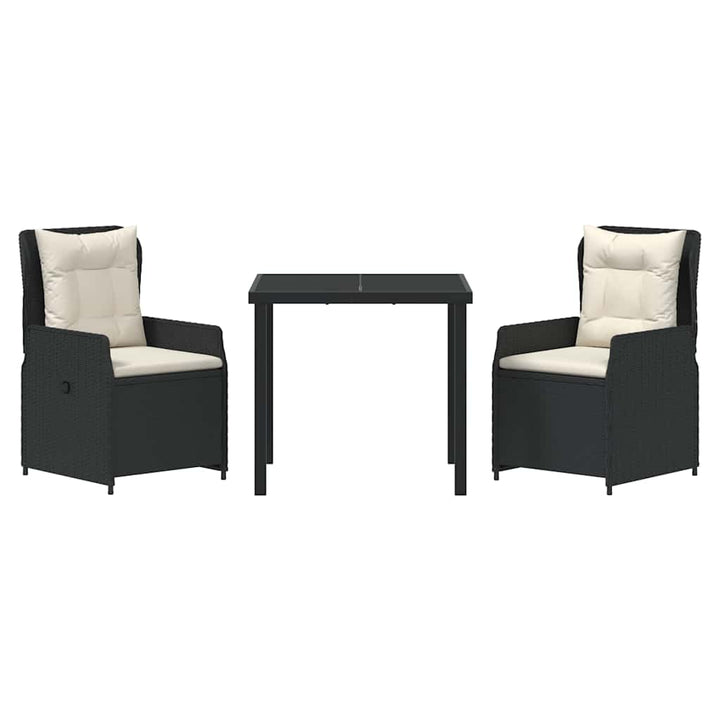 Have Spisebordssæt 3 pcs Sort polyrattan