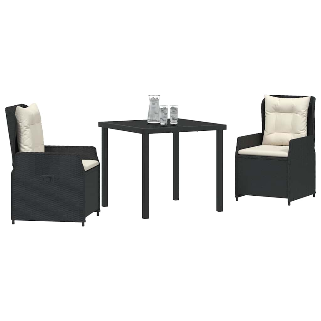 Have Spisebordssæt 3 pcs Sort polyrattan