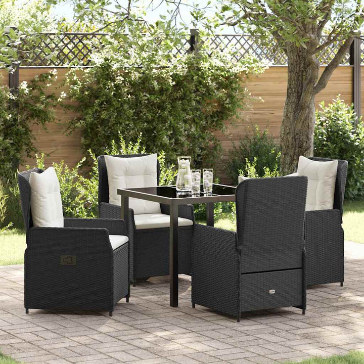 Have Spisebordssæt 5 pcs Sort polyrattan