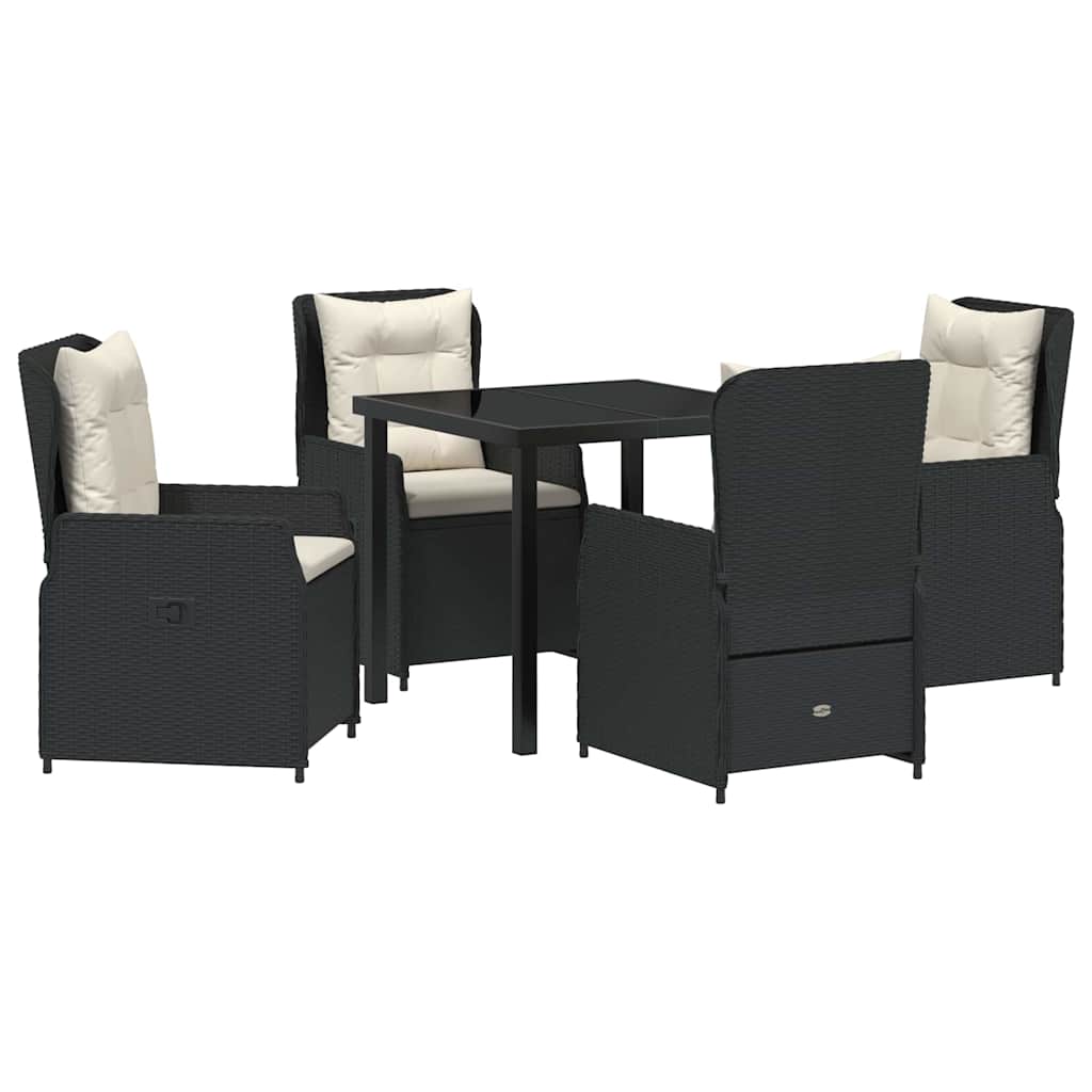 Have Spisebordssæt 5 pcs Sort polyrattan