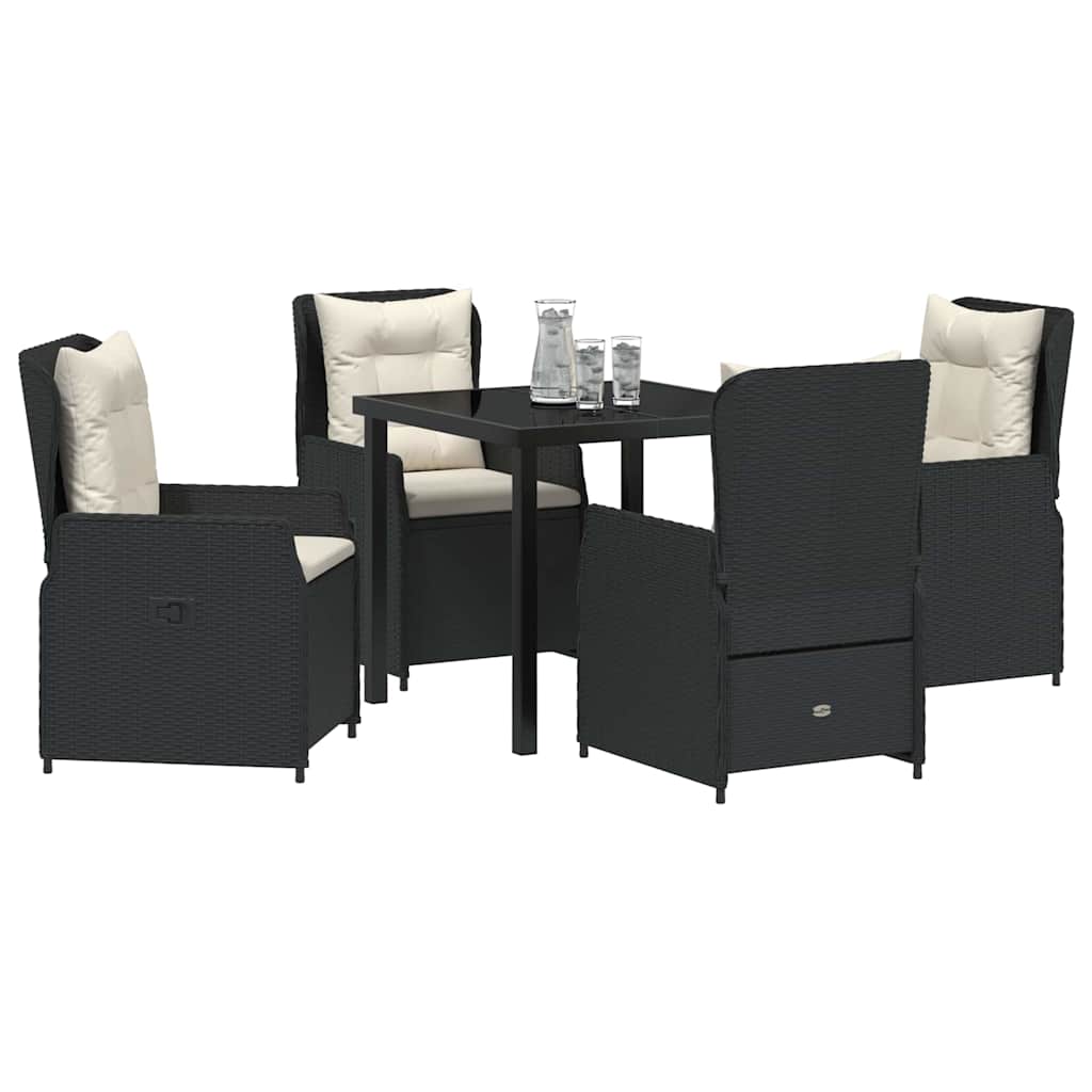Have Spisebordssæt 5 pcs Sort polyrattan