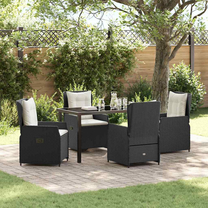 Have Spisebordssæt 5 pcs Sort polyrattan
