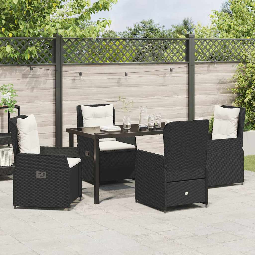 Have Spisebordssæt 5 pcs Sort polyrattan