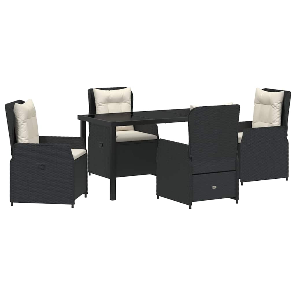 Have Spisebordssæt 5 pcs Sort polyrattan