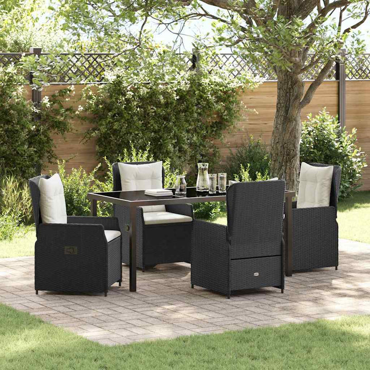 Have Spisebordssæt 5 pcs Sort polyrattan