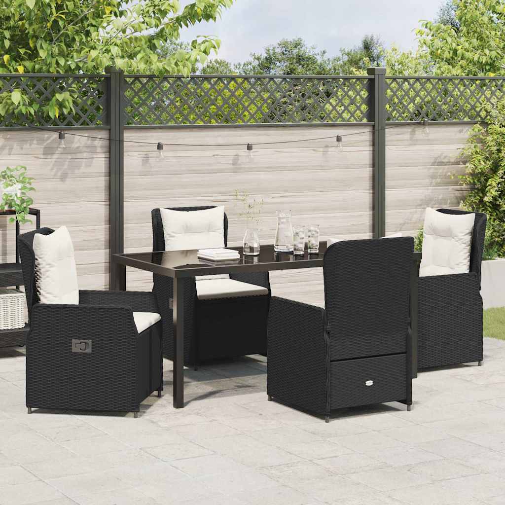 Have Spisebordssæt 5 pcs Sort polyrattan