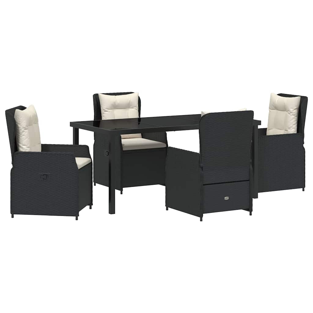 Have Spisebordssæt 5 pcs Sort polyrattan