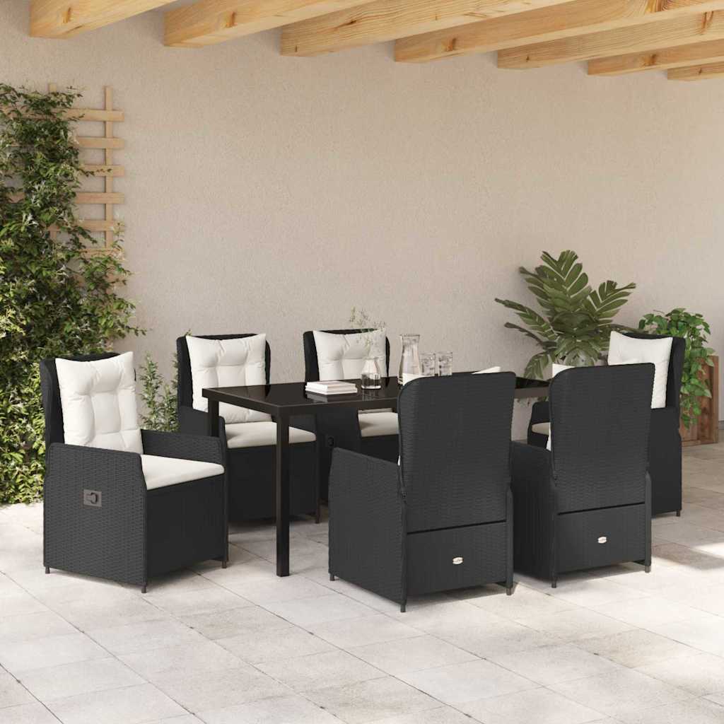 Have Spisebordssæt 7 pcs Sort polyrattan