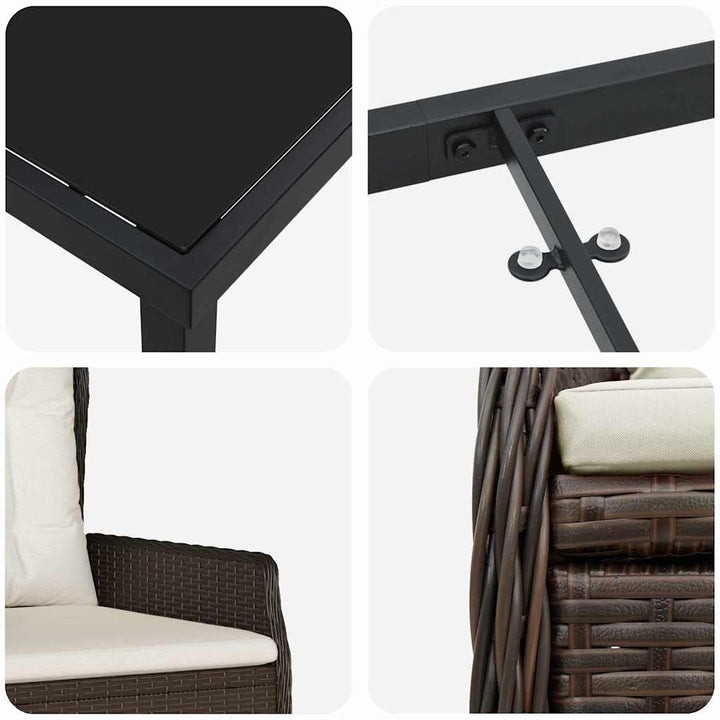 Have Spisebordssæt 3 pcs Brun polyrattan