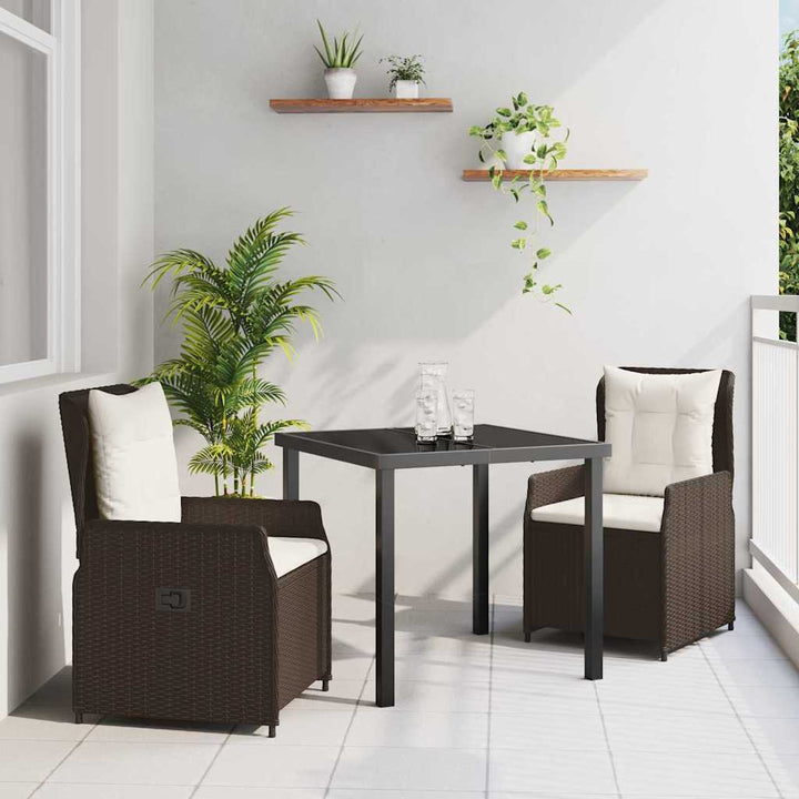 Have Spisebordssæt 3 pcs Brun polyrattan
