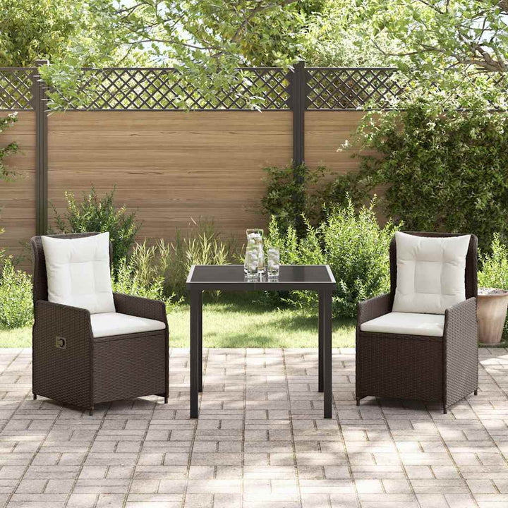 Have Spisebordssæt 3 pcs Brun polyrattan